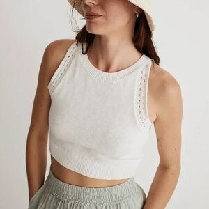 Madewell Crochet-Trim Crop Sweater Tank in Lighthouse White Size S  NWOT